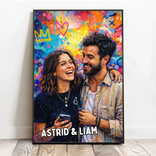 Personligt familjeposter Urban Family i graffiti-stil, 40x60 cm, anpassad design för par och familjer