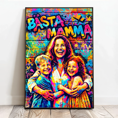 Personlig streetart-poster 40x60 cm med mammas foto och urban konstnärlig effekt