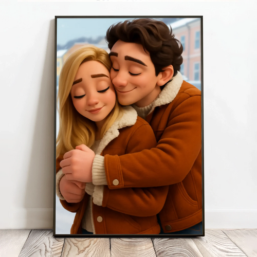 Personlig poster med 3D-tecknad effekt i comic-stil, Cartoon Love-design, 40x60 cm – Motiv 2