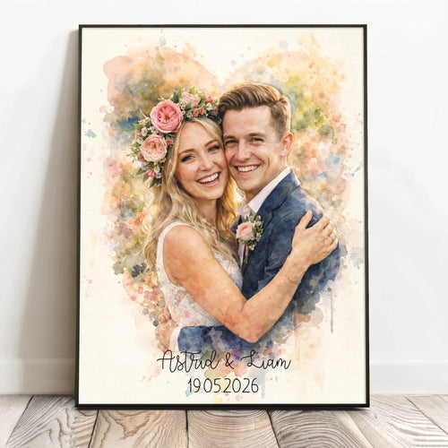Personligt poster för par Tillsammans med akvarelleffekt, 40x60 cm – Motiv 2